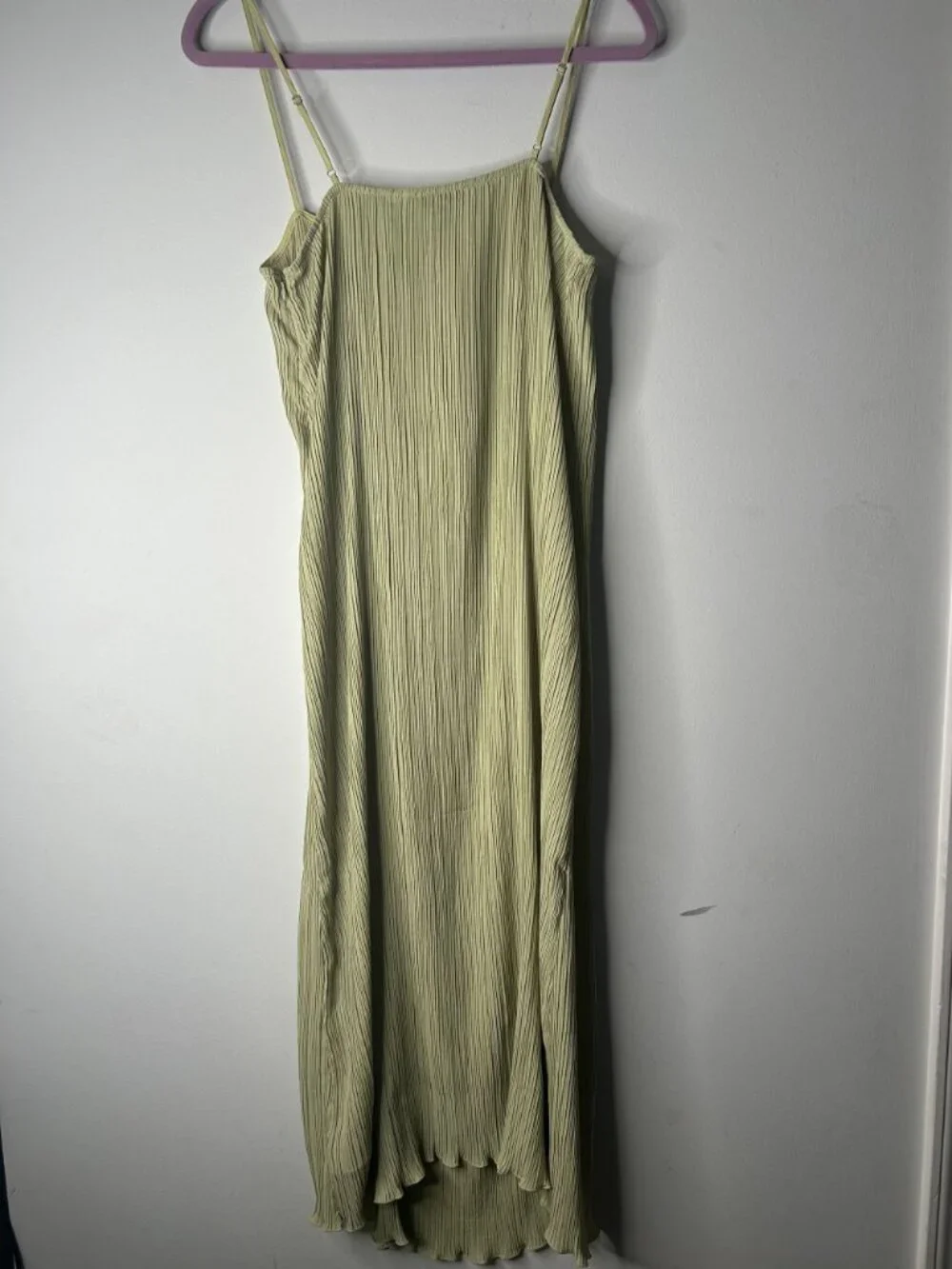 NWT Madewell The Goldie Green Plisse Lettuce Hem Midi Dress Women's 8 - Picture 6 of 6